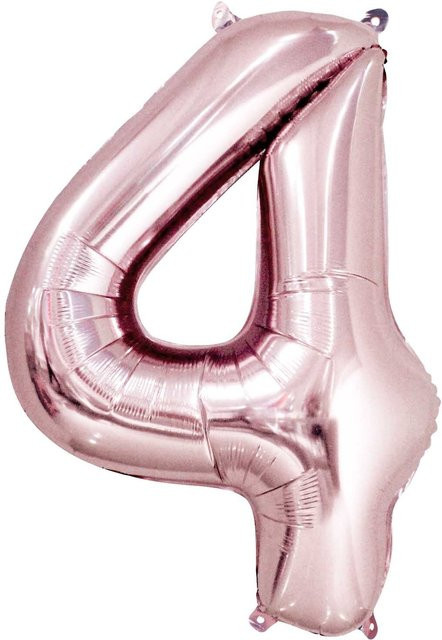 Rico Design Folienballon Zahl 4 in Rosa, Höhe: 36 cm - Bild 1