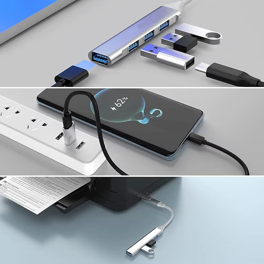 4-in-1 USB-C Multifunktions-Hub mit USB 3.0 und USB 2.0 für Hochgeschwindigkeitsübertragung, kompatibel mit Xiaomi, Samsung und Huawei - Bild 2