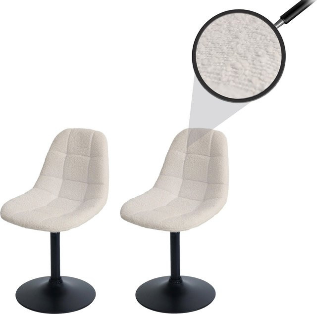 2er-Set MCW Esszimmerstuhl A60 Drehstuhl mit Bouclé-Bezug in Beige und Stahlgestell - Bild 1