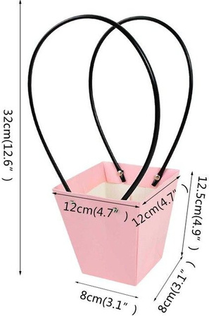 Homelive04 Tragbare Blumenbox aus wasserdichtem Kraftpapier in Rosa, Trapezform Geschenktüte für Hochzeit, Party und Geburtstag
