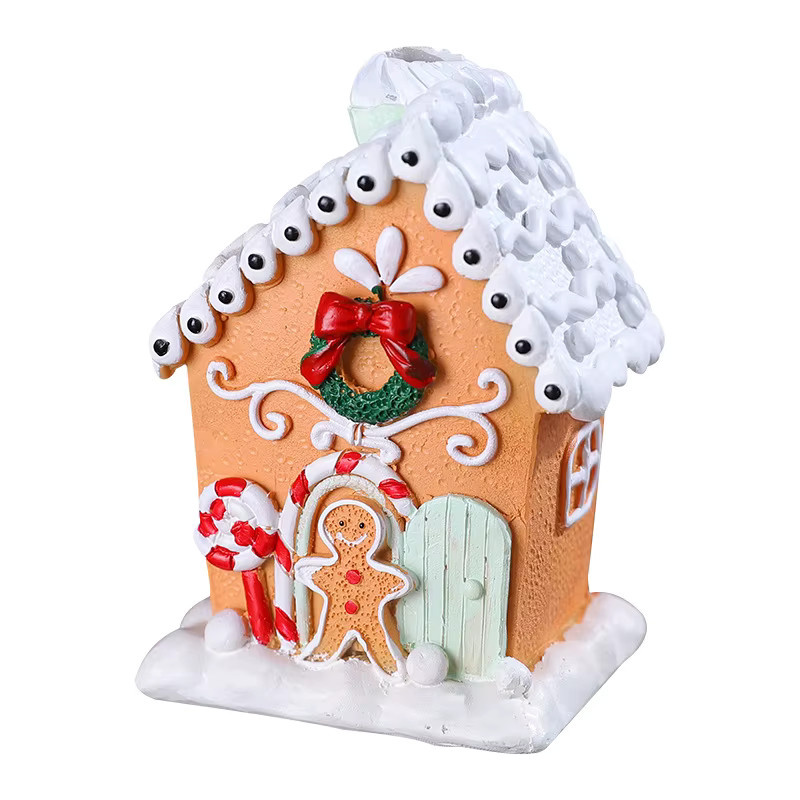 Mairuige Weihnachts-Schneehäuschen aus Keramik als Miniatur-Landschaftsdekoration in Mehrfarbig für Tisch und Fenster - Bild 2