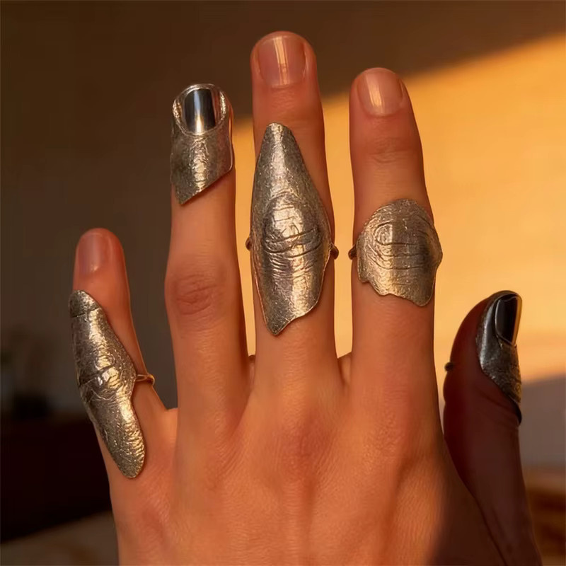 ZHUHE Multi-Finger-Statement-Ringe, Vintage, Silber, Unisex - Bild 2
