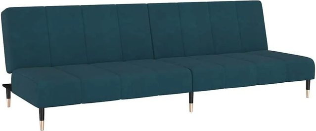 vidaXL Schlafsofa 2-Sitzer Click-Clack in Blau mit Samtbezug und Schaumstofffüllung - Bild 1