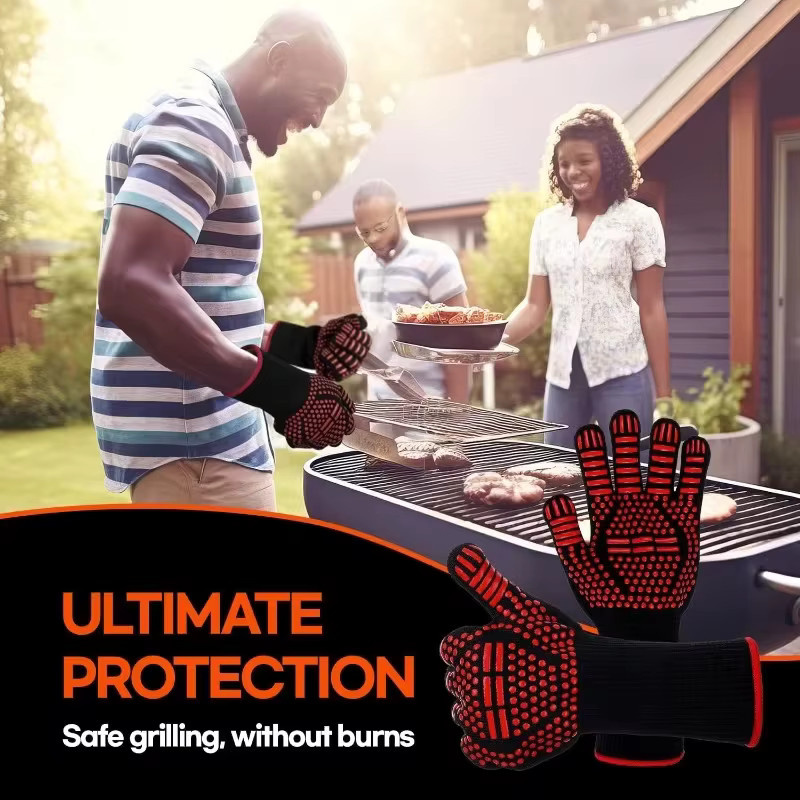 Hitzebeständige Grillhandschuhe von INMAICH in Rot, feuerfeste und rutschfeste Küchenofenhandschuhe zum Kochen, Braten und Backen - Bild 5