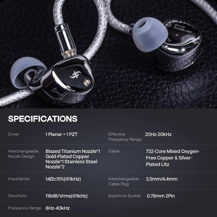 SIMGOT ET142 PZT In-Ear-Kopfhörer mit Dual-Symmetrischem magnetischem Planar-Treiber und Tuning-LC7-Kabel - Bild 4