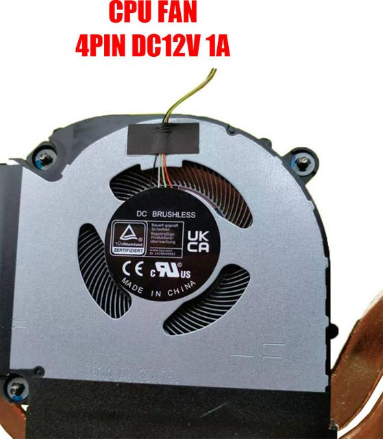 RTDPART Laptop CPU GPU Lüfter für DFSCL12E16486S EP FQNW und DFSCL12E06486S EP FQNX, 4-Pin, DC 12V 1A, Schwarz - Bild 1