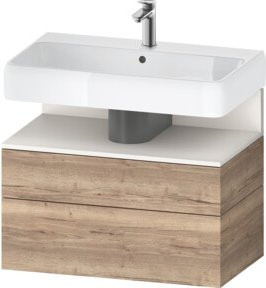 Duravit Waschtischunterschrank Qatego Wandmontiert mit Nischenbeleuchtung und internen Schubladen, Weiß/Braun, B/T/H: 79 x 47 x 59 cm - Bild 1