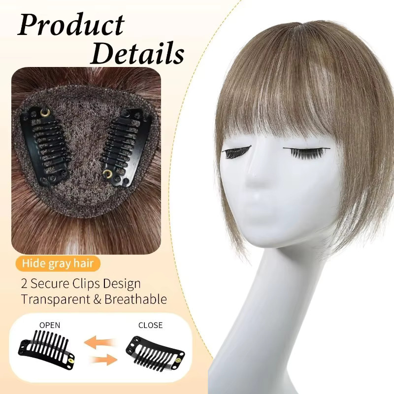 HAIRCUBE Echthaar-Toupet Ombre Braun, 3D Wispy Bangs, Damen - Bild 3