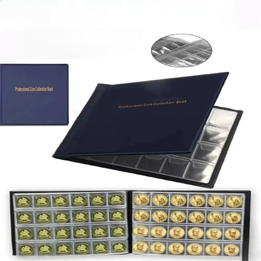 Blaues Münzsammelalbum aus Kunststoff mit 240 Taschen für Sammler - Bild 1