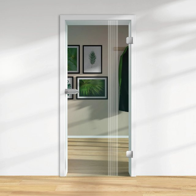 Skyscope Glasdrehtür ESG Floatglas mit Lasermattierung, transparent, DIN Rechts, H x B x T: 197,2 x 83,4 x 0,8 cm - Bild 1