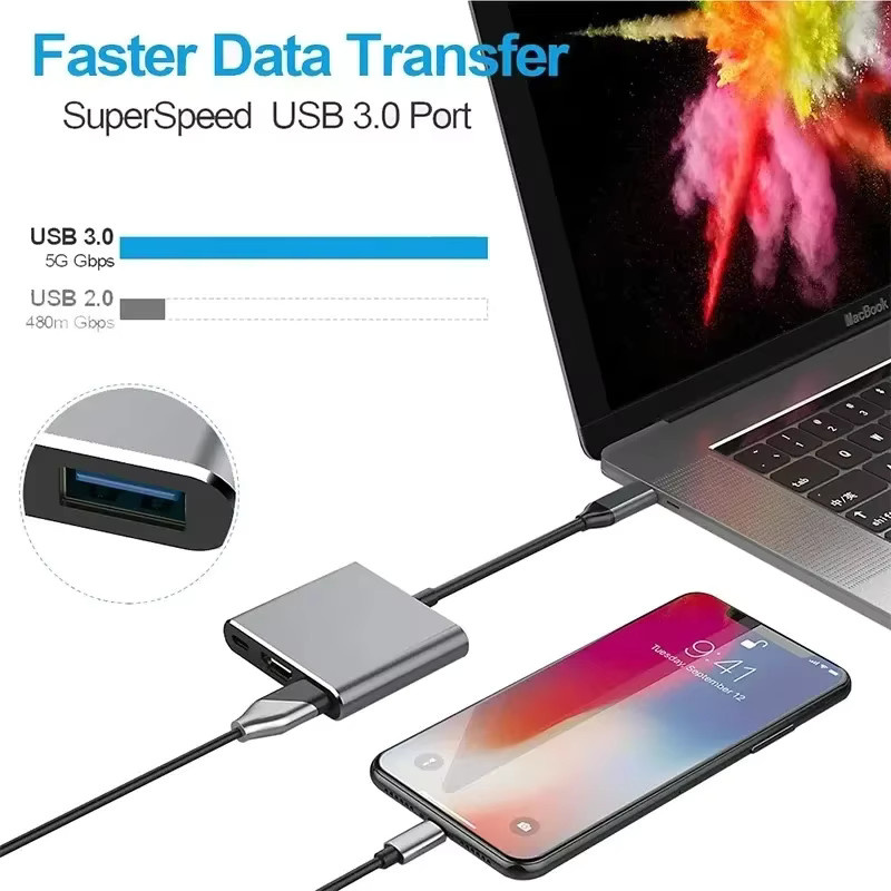 Huawei USB-C zu HDMI Adapter und USB 3.0 Hub in Grau für 4K UHD Auflösung - Bild 2