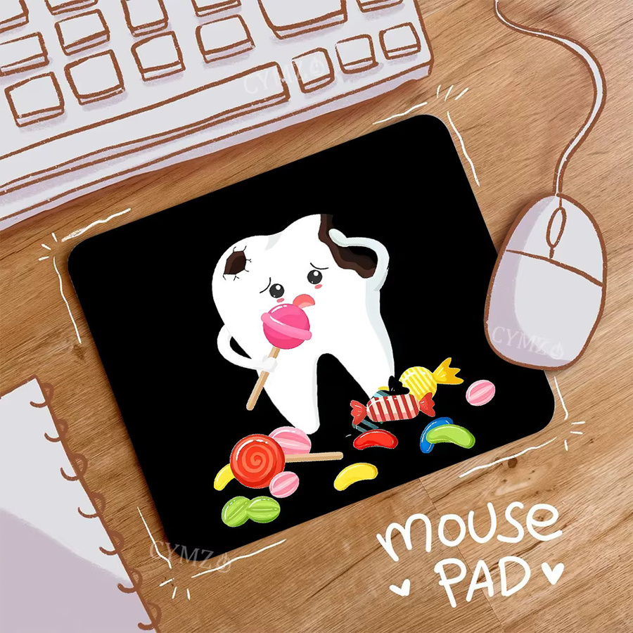 Mairuige Mauspad mit Zahn-Muster-Design in Schwarz, rutschfeste Schreibtischunterlage mit genähter Kante für Büro und Gaming - Bild 2