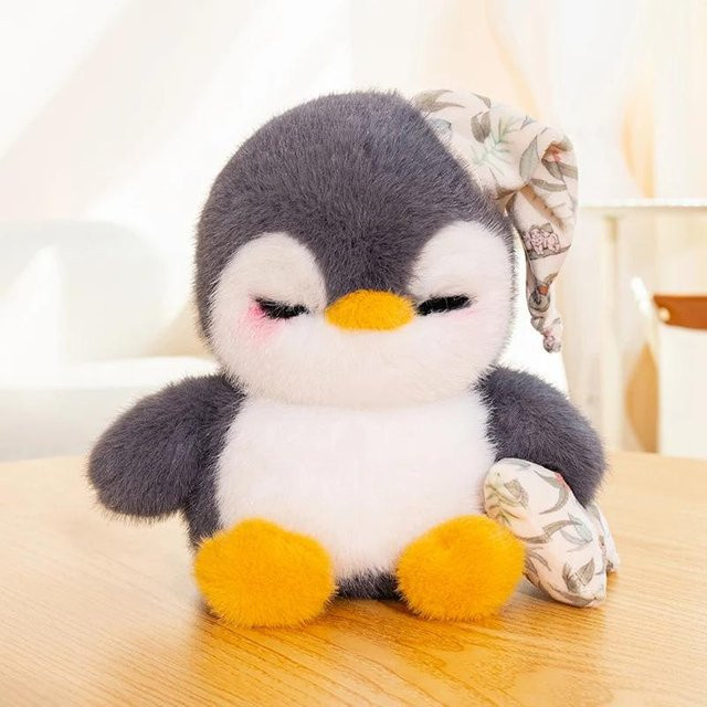 Yiran Health & Beauty Schläfriger Pinguin Plüschkissen, Stofftier, 28cm - Bild 1