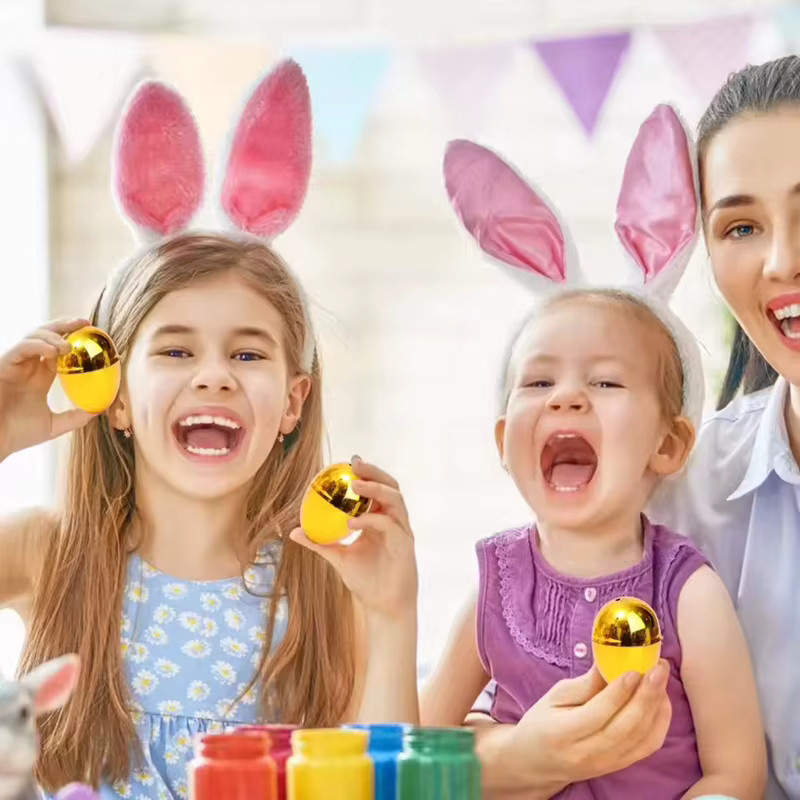 Befüllbare goldene Ostereier aus Kunststoff von xunyihappy für Deko und Geschenke - Bild 4