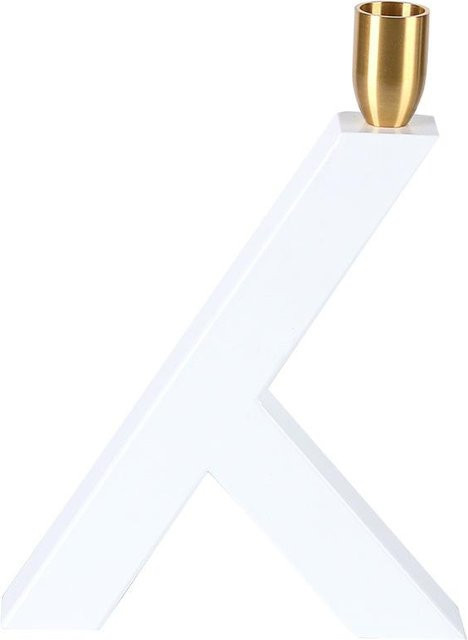 Moderner geometrischer Kerzenständer aus Metall in Weiß für den Esstisch und das Wohnzimmer - Bild 1