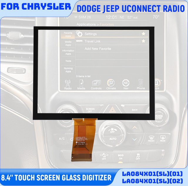 ELACAME Ersatz 8,4 Zoll Uconnect 4C UAQ Touchscreen Digitizer für Radionavigation passend für RAM Jeep Compass und Dodge Challenger - Bild 1
