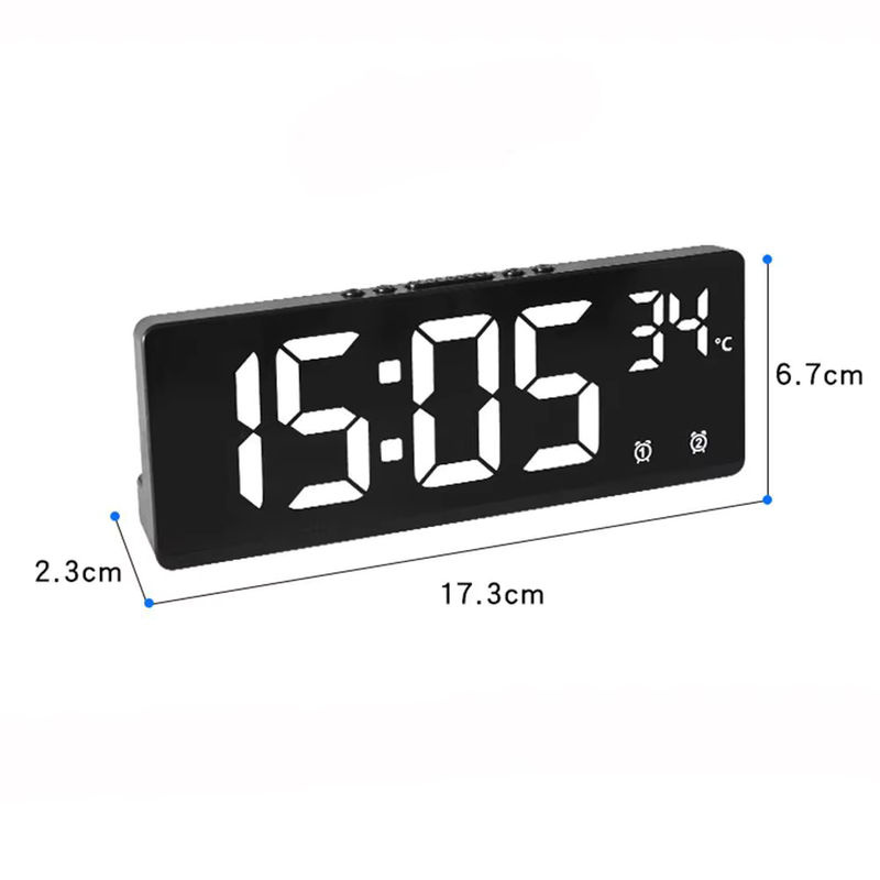 Digitale LED Alarmuhr mit Temperaturanzeige und Kalender, Rechteckiges Display in Schwarz oder Rot, Minimalistisches Design aus Kunststoff für deine Wohnkultur - Bild 5
