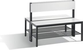 C+P Doppelseitige Sitzbank Basic Plus mit Rückenlehne und Schuhrost, Gestell Schwarzgrau, Dekor Weiß, H: 79,6 cm, B: 100 cm, T: 76 cm - Bild 1