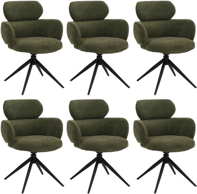 6er-Set MCW Esszimmerstuhl O77 in Grün mit Chenille-Stoff und Auto-Return-Funktion - Bild 2