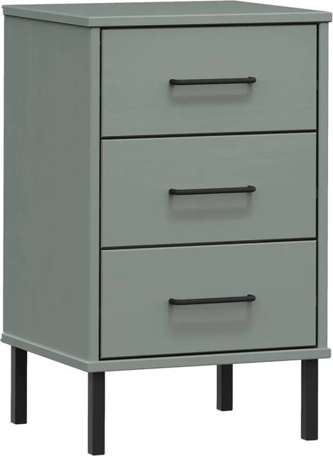 vidaXL Nachttisch OSLO aus massivem Kiefernholz und Metall in Grau im Industriestil, B/T/H: 35 x 35 x 64,5 cm - Bild 1