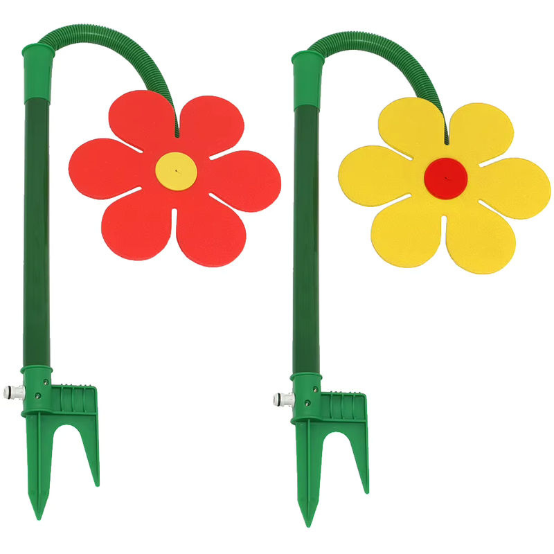 Rotierender Rasensprinkler in Blumenform mit Gänseblümchen-Design in Rot und Gelb zur Gartenbewässerung - Bild 2