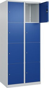 C+P Schließfachschrank Classic PLUS mit 2 Abteilen, Farbe Enzianblau und Lichtgrau, H x B x T: 185 x 80 x 50 cm - Bild 1