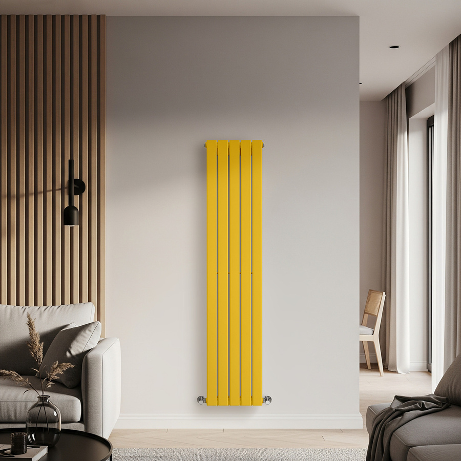 Einlagiger vertikaler Design-Heizkörper von Delta in Gelb, Höhe: 160 cm, Breite: 35 cm, Tiefe: 3,5 cm - Bild 1