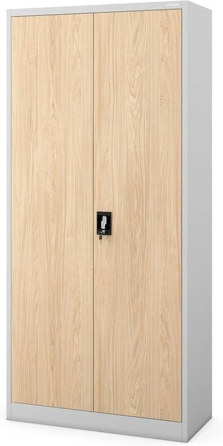 JAN NOWAK Büro-Aktenschrank aus Metall in Grau mit verstellbaren Regalböden und Schloss, H 195 cm x B 90 cm x T 40 cm - Bild 1