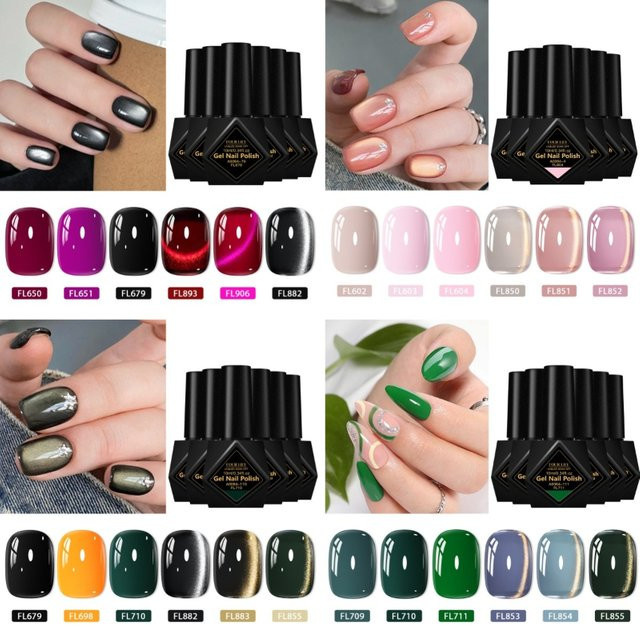 Four Lily Nagellack-Set, 7-teilig, Gel und Farbgel, rosa und schwarz - Bild 1