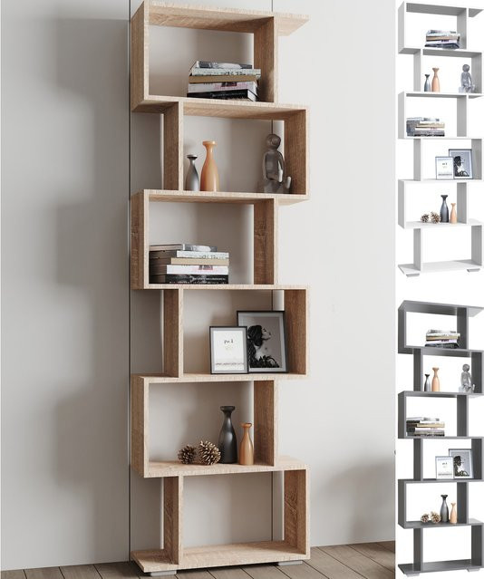 VCM Palusa L Holz Raumteiler und Bücherregal mit 6 Fächern in Braun, H: 196 cm, B: 60 cm, T: 24 cm - Bild 1