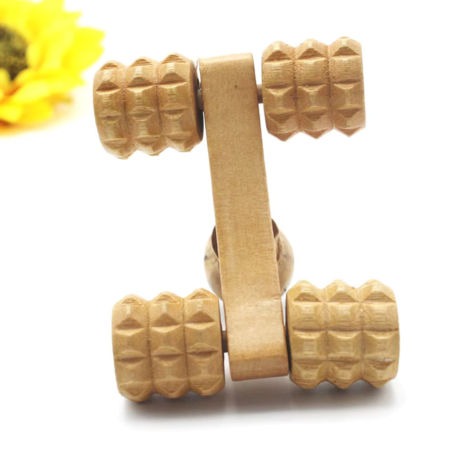 YQQGD Hölzerner Hand-Körperroller mit 4 Rollen in Braun zur Muskelschmerzlinderung für Arme, Beine, Rücken, Füße, Hände, Hals und Schultern - Bild 2