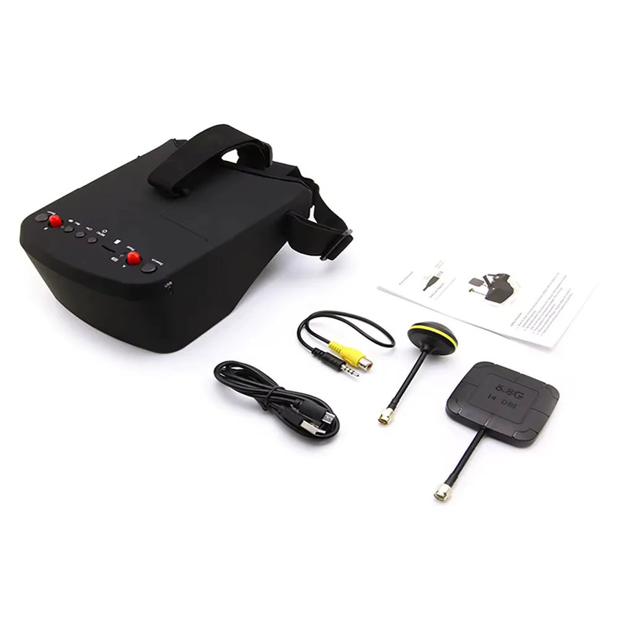 PUSD EV800D FPV Brille mit 5 Zoll Display, 5,8G 40CH Video Headset inklusive DVR und Diversity-Empfänger in Schwarz - Bild 4