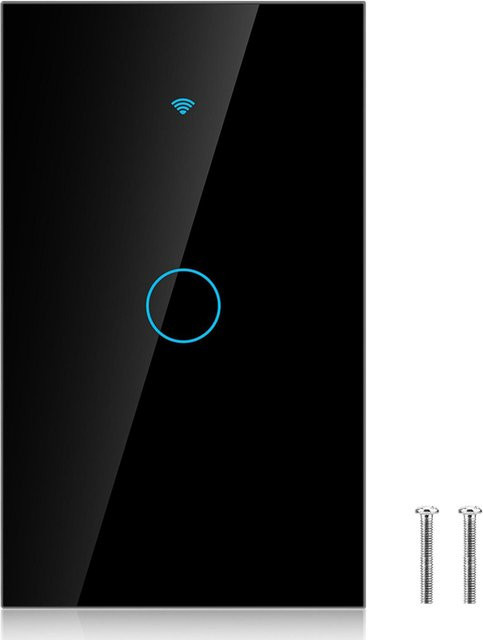 TOMTOP JMS WLAN Touchscreen Schalter Einzelkreis für Google Home und Siri, Schwarz - Bild 1
