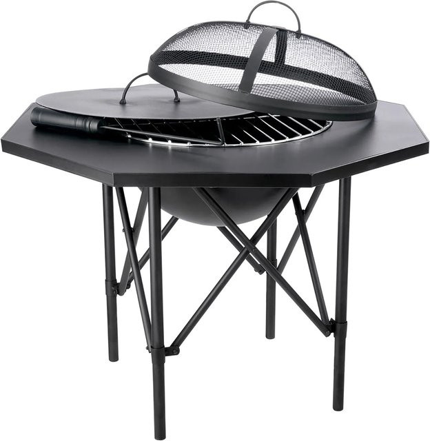 Gilde Beistelltisch Grill Schwarz Matt B: 49 cm, T: 49 cm, H: 65,5 cm - Bild 1