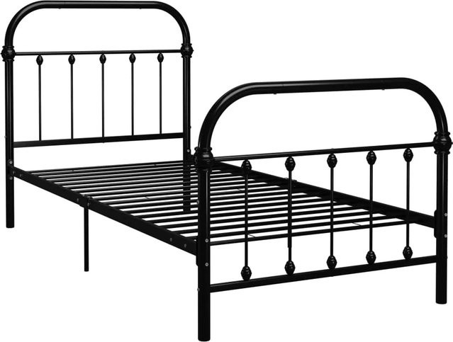 vidaXL Bettgestell aus Metall in Schwarz, klassisches Design, B/T: 100 x 200 cm - Bild 1