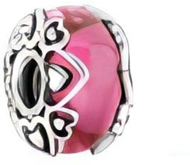 Charm-Perle Murano-Glas, Herz, Pink, Damen - Bild 1