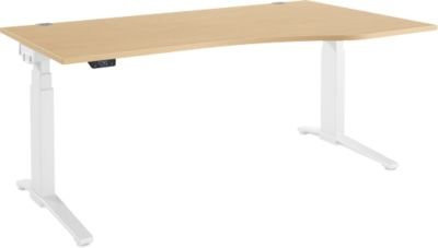 Schäfer Shop Genius ERGOSTYLE S Schreibtisch elektrisch höhenverstellbar mit C-Fuß und Memory Master, Ahorn/weiß, B: 180 cm, T: 80-100 cm, H: 64,5-130,5 cm - Bild 1