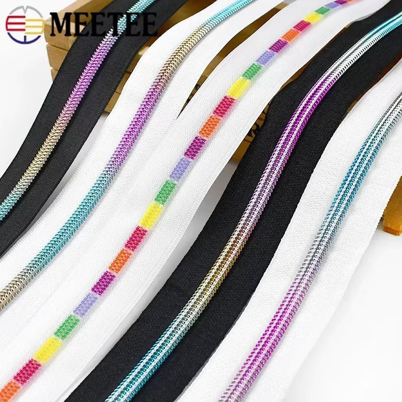 Meetee Nylon-Reißverschluss Set in Mehrfarben mit 5 Metern Reißverschluss, Schiebern und Abziehern als Nähzubehör-Reparaturset - Bild 2