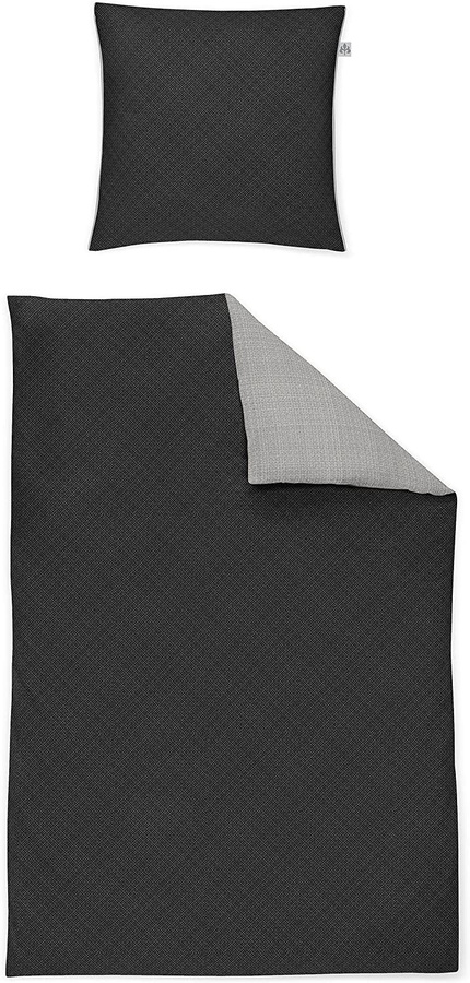 Irisette Edelflanell Bettwäsche Alpaka Wende Bettbezug und Kissenbezug Grau Anthrazit B/H: 135 x 200 cm, Kissen: 80 x 80 cm - Bild 1