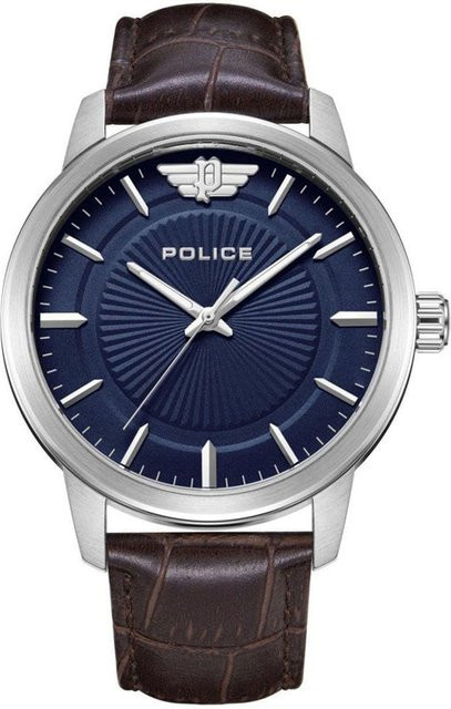 Police Herrenuhr, Quarz, Edelstahl, Blau, 44 mm, Leder - Bild 1