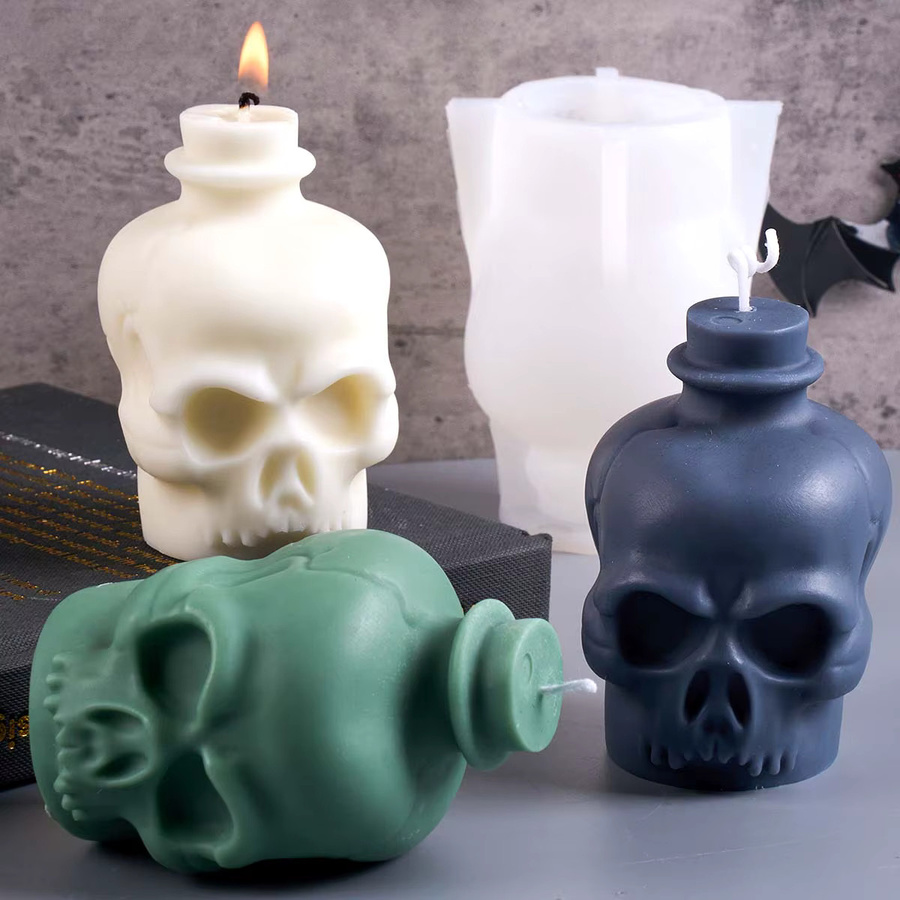 UDOCOOL Silikon Kerzenform in Schädel-Design für DIY Handgemachte Seife, Gips und Harz-Handwerk für Halloween-Dekorationen - Bild 1