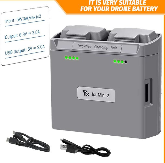 DJI Ladestation für Mini 4K, Mini 2SE, Mini 2 und Mini SE mit Zwei-Wege-Batteriemanager und Schnellladefunktion in Grau oder Weiß - Bild 1