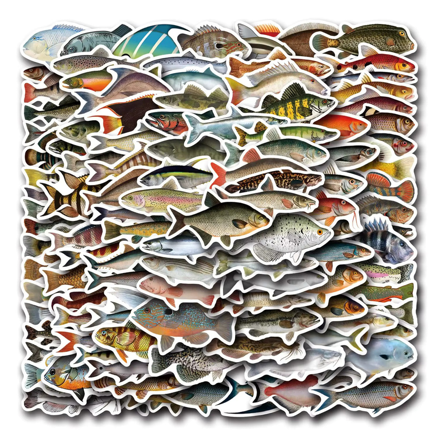 GOGOTU Fisch-Graffiti-Aufkleber, 110 Stück, multicolor - Bild 2