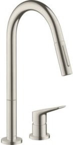 Hansgrohe Axor Citterio M 220 Einhebelmischer für die Spüle mit Ausziehbrause in Edelstahl-Optik und Silber - Bild 1