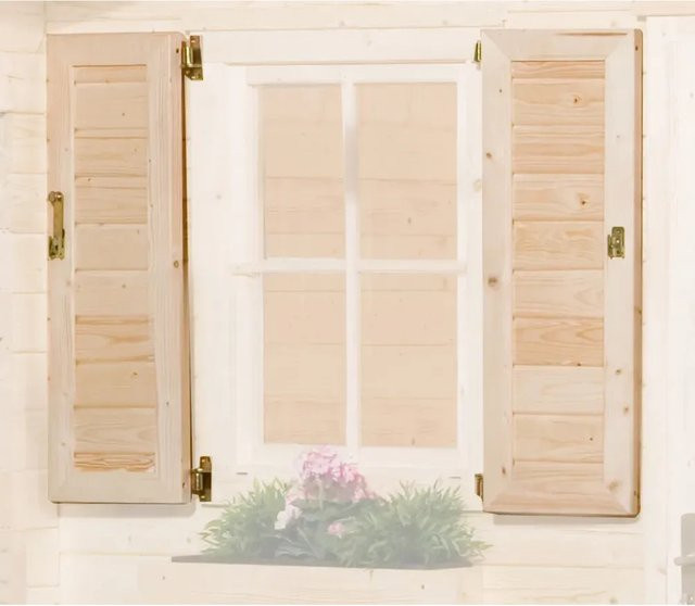 Weka Fensterladen für Gartenhäuser aus Holz in Beige, 2-seitig, B: 69 cm, H: 91 cm - Bild 1