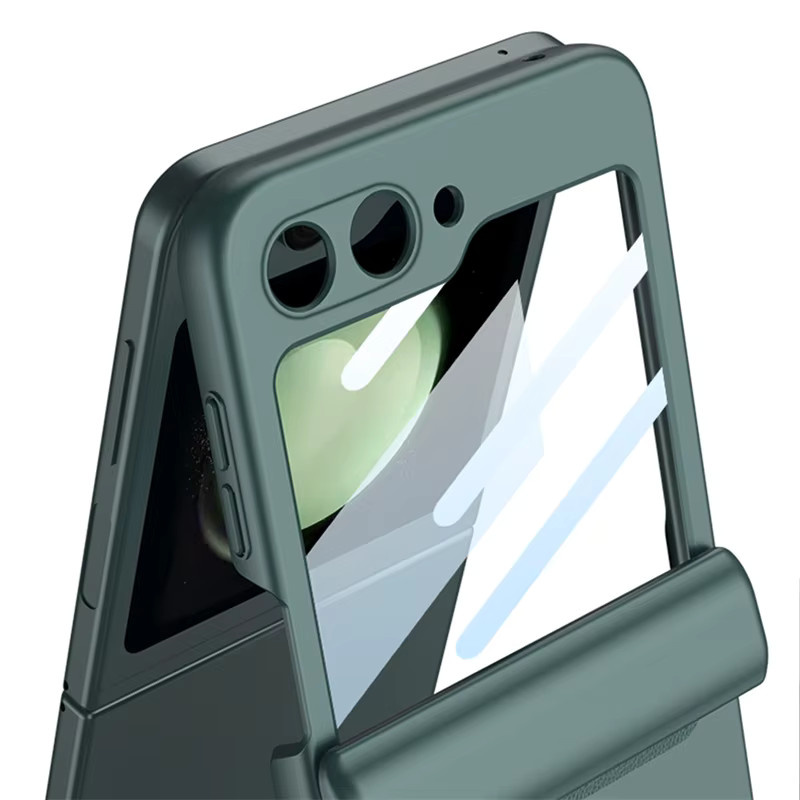 Stoßfeste Magnetische Hartschalen-Handyhülle mit Scharnierschutz und Kleinbildschirm-Schutzfolie für Samsung Galaxy Z Flip 8 7 6 5 4 5G in Grün - Bild 3