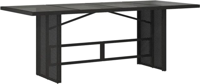 vidaXL Gartentisch aus PE-Rattan mit Glasplatte in Schwarz, B/T/H: 190 x 80 x 75 cm - Bild 1