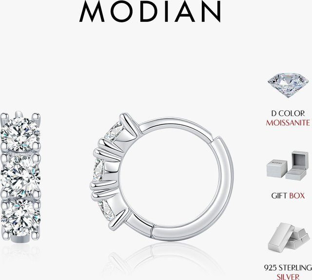 MODIAN D Creolen 925 Silber, Moissanit, Damen - Bild 1