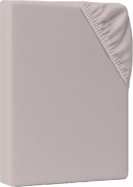 AM Qualitätsmatratzen Premium Jersey Spannbettlaken aus Baumwolle in Taupe, B/T: 180 x 190 cm - Bild 1