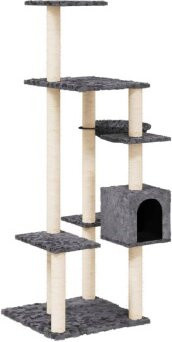 vidaXL Kratzbaum Dunkelgrau mit Höhle, Hängematte und Sisal-Elementen, Höhe: 142 cm - Bild 1